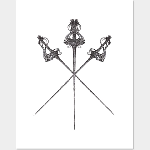 3 Swords Stiletto medieval design Wall Art by artbyst